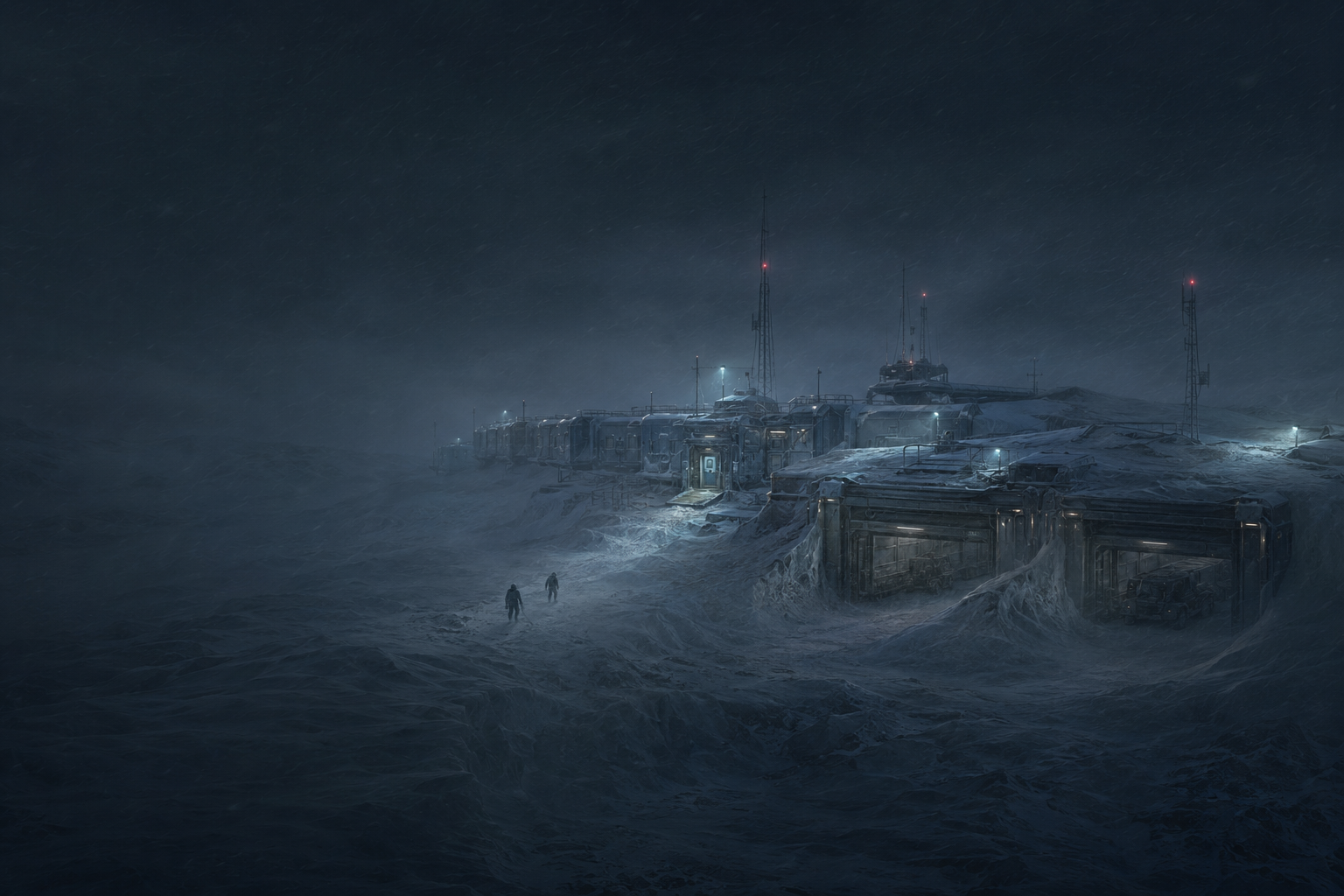Valhalla Base emerging from a storm on the Jostedalsbreen glacier